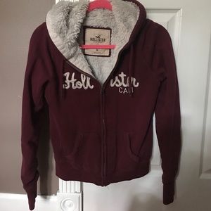HOLLISTER • Heavy Weight SHERPA FLEECE Lined Zip HOODIE • Size Medium